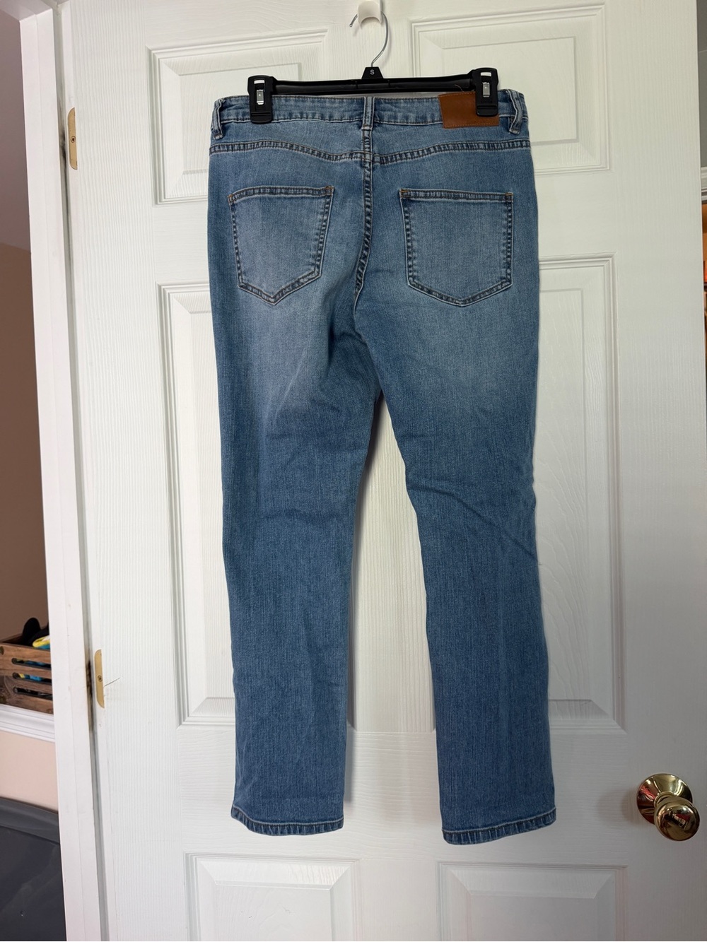 Classic Mid Blue Women's Jeans with Knee Distress - Picture 3 of 3